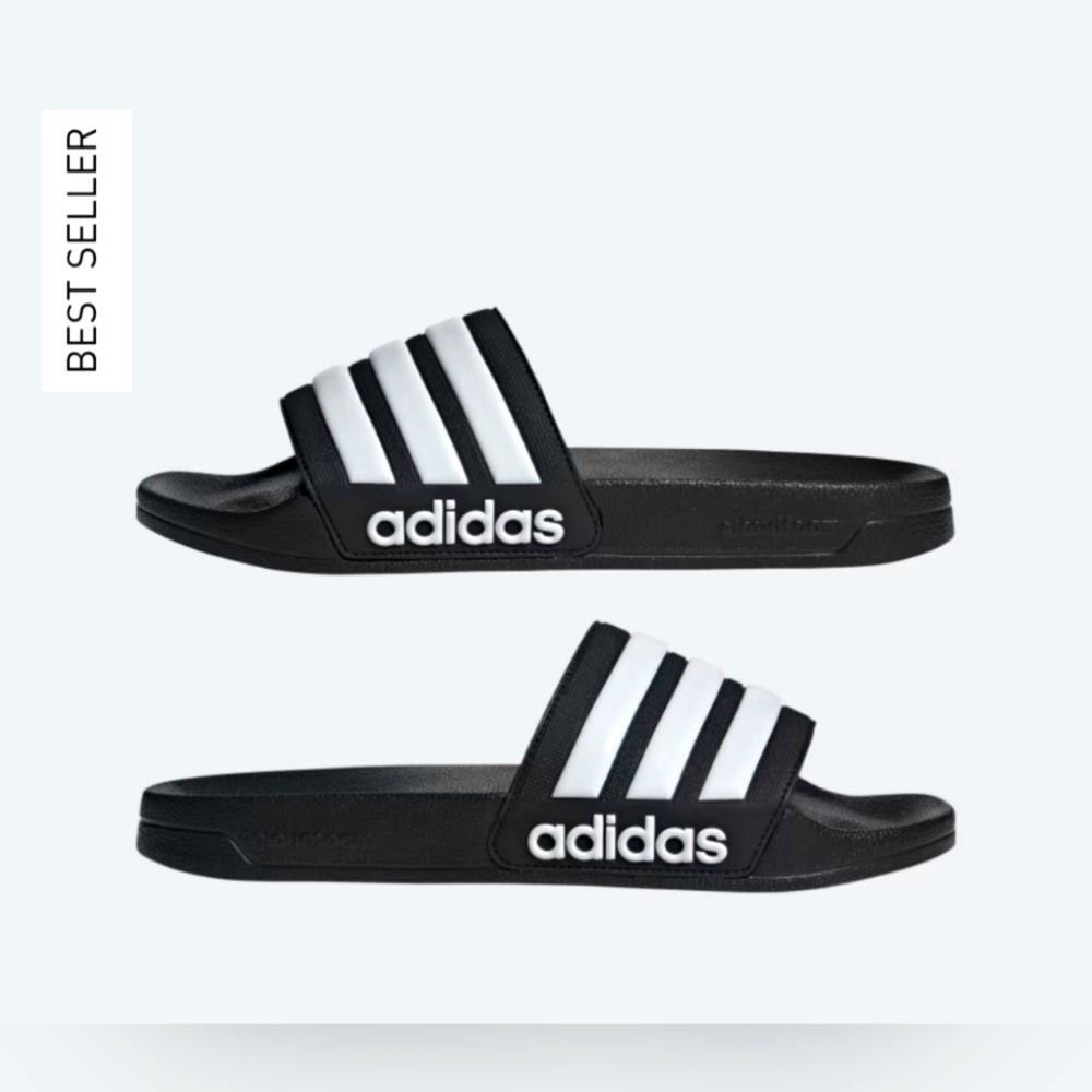 Adidas Black and White Slides